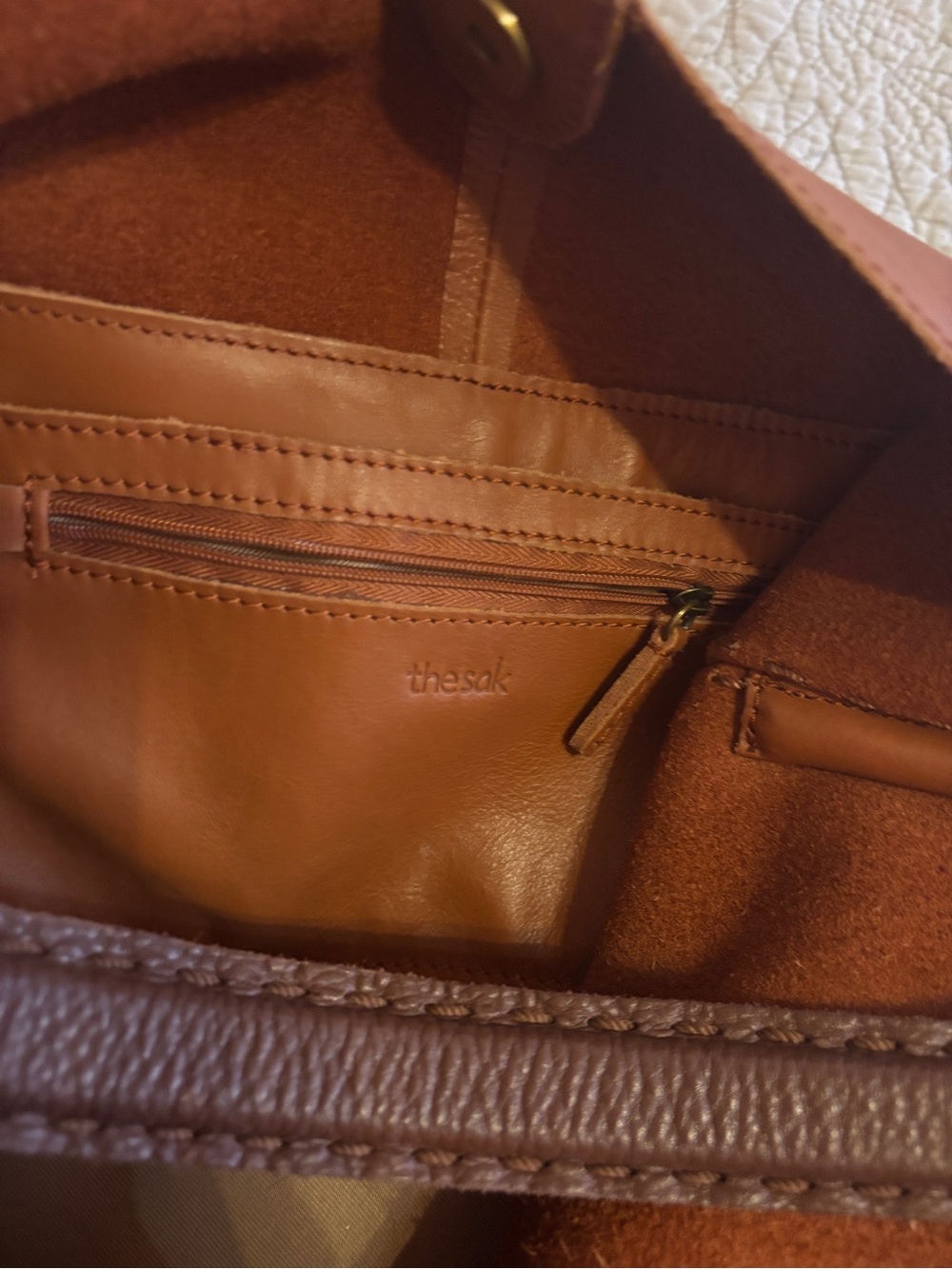 The Sak Brown Leather Los Feliz Tote with Tassel Charm - Picture 5 of 6